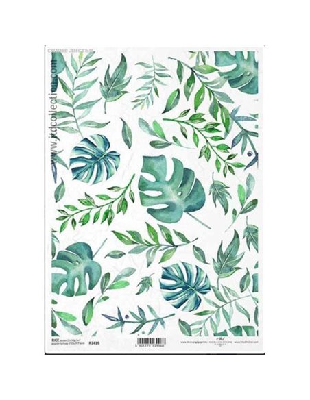 Ριζόχαρτο "Green-blue leaves" 21x29εκ.   (ITD-R1416)