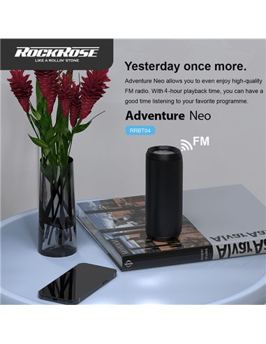 ROCKROSE φορητό ηχείο Adventure Neo, 10W, BT/SD/AUX/USB, FM, μαύρο