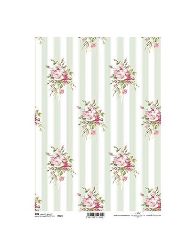 Ριζόχαρτο "stripes bouquets" 21x29εκ.   (ITD-R621)