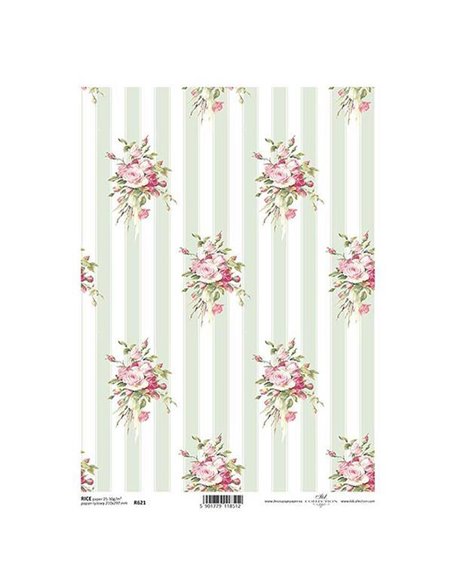 Ριζόχαρτο "stripes bouquets" 21x29εκ.   (ITD-R621)