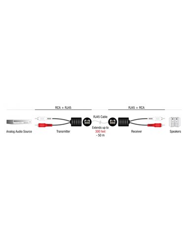 DELOCK audio extender 87857 RCA σε RCA, μέσω καλωδίου RJ45, έως 50m