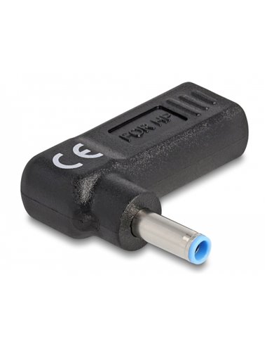 DELOCK αντάπτορας τροφοδοσίας 60004, USB-C σε HP 4.5x3mm, 90°, μαύρος