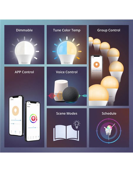 SONOFF smart λάμπα LED B02-BL-A60, Wi-Fi, 9W, E27, 2700K-6500K
