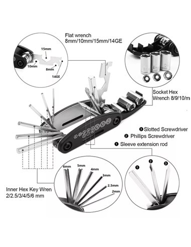 Πολυεργαλείο ποδηλάτου BIKE-0044, 15 σε 1