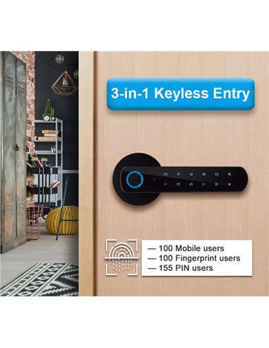 SECUKEY ηλεκτροπύρος D100-BT, συνδυασμού & fingerprint, μαύρος