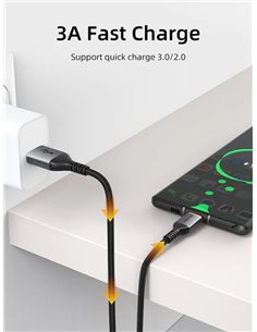 CABLETIME καλώδιο USB σε USB-C CT-AMCM3A, 3A, 2m, μαύρο