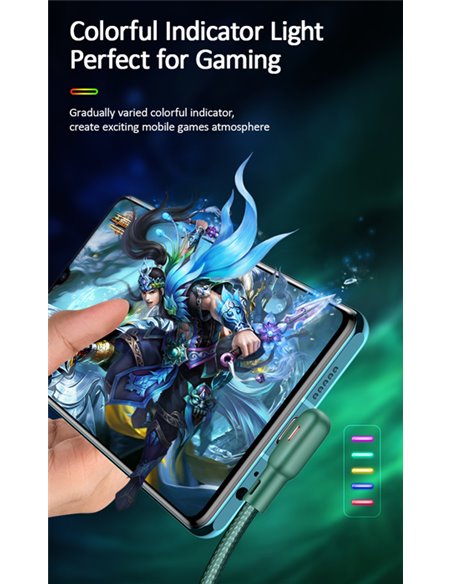 USAMS καλώδιο USB-C σε USB US-SJ457, 2.1A, γωνιακό, 1.2m, πράσινο