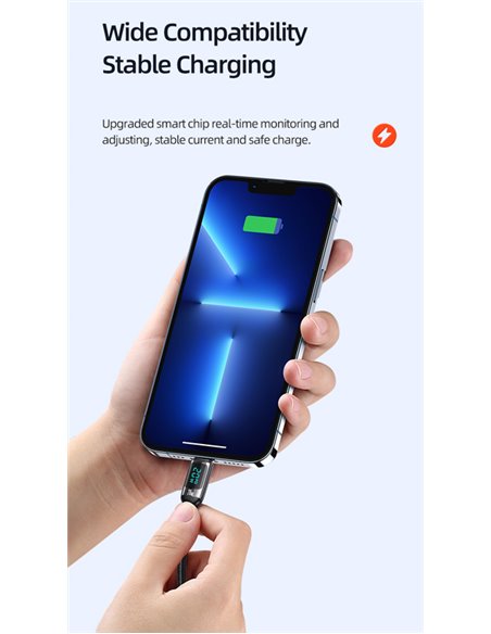 USAMS καλώδιο Lightning σε USB-C US-SJ545, 20W PD, 1.2m, ασημί