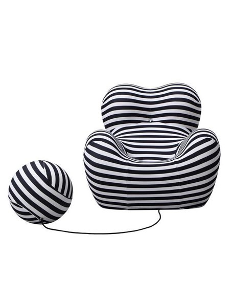 Compressed πολυθρόνα Nextdeco ριγέ μαύρο-άσπρο 102x120xΥ92εκ.