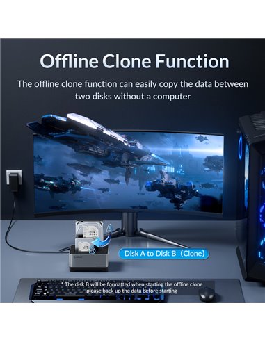 ORICO docking station 5828C3-C, clone function, 2x HDD/SSD, 10Gb/s, RGB