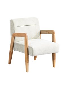 Πολυθρόνα Nextdeco Natural μασίφ ξύλο λευκή Υ78,5x58x72,5εκ.