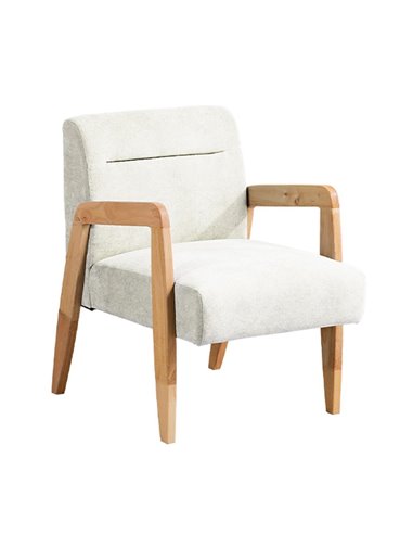 Πολυθρόνα Nextdeco Natural μασίφ ξύλο λευκή Υ78,5x58x72,5εκ.