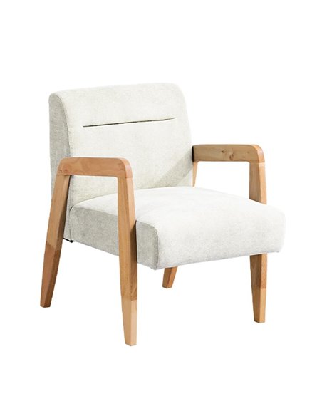 Πολυθρόνα Nextdeco Natural μασίφ ξύλο λευκή Υ78,5x58x72,5εκ.