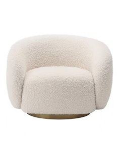 Πολυθρόνα Nextdeco Bouclé Scot μπεζ με χρυσή βάση 54x57xΥ75εκ.