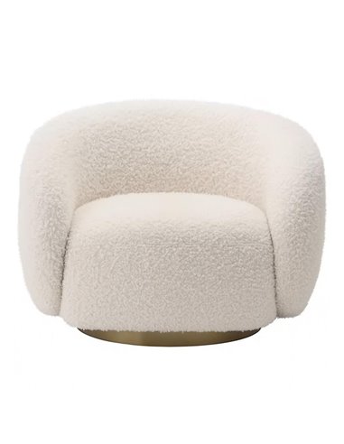 Πολυθρόνα Nextdeco Bouclé Scot μπεζ με χρυσή βάση 54x57xΥ75εκ.