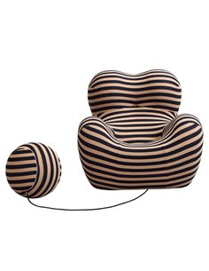 Compressed πολυθρόνα Nextdeco ριγέ μαύρο-μπεζ 102x120xΥ92εκ.