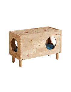 Σπιτάκι γάτας- τραπέζι βοηθητικό Nextdeco Natural μασίφ ξύλο Υ47x73x35εκ.