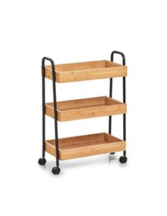 Τρόλεϊ μεταλλικό Nextdeco 3 θέσεων δίσκοι μπαμπού 49x28,5xY70εκ.