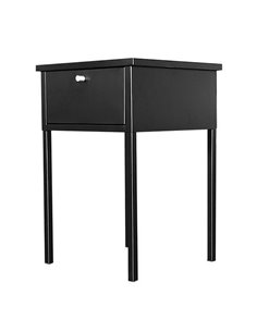 Τραπεζάκι κομοδίνο Nextdeco μεταλλικό με συρτάρι μαύρο Υ60x40x40εκ.