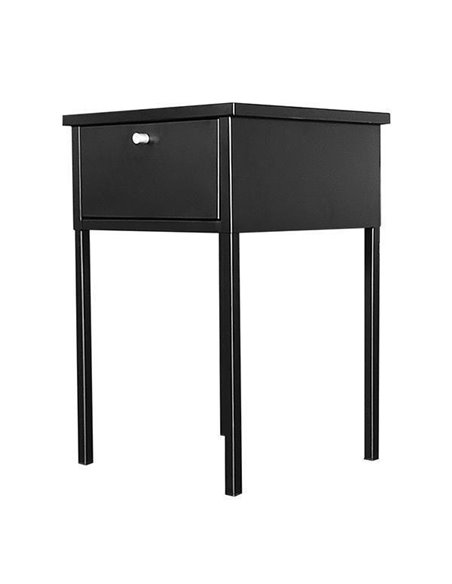 Τραπεζάκι κομοδίνο Nextdeco μεταλλικό με συρτάρι μαύρο Υ60x40x40εκ.