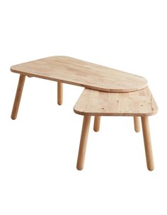 Τραπέζι σαλονιού 2 τμημάτων περιστρεφόμενα Nextdeco Natural μασίφ ξύλο Υ35,5x125/90x50εκ.