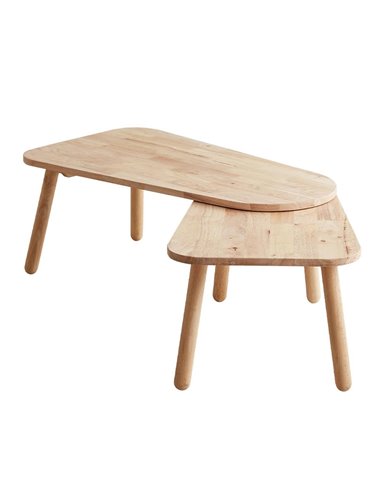 Τραπέζι σαλονιού 2 τμημάτων περιστρεφόμενα Nextdeco Natural μασίφ ξύλο Υ35,5x125/90x50εκ.