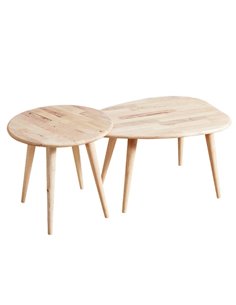 Τραπεζάκια σαλονιού σετ 2 Nextdeco Natural μασίφ ξύλο Υ38,5x70x49,5εκ - Y43xØ45εκ.