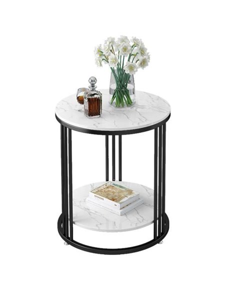 Τραπέζι - κομοδίνο μεταλ. στρογγυλό Υ60εκ. x Ø60 εκ. 2 επιπέδων μαύρο