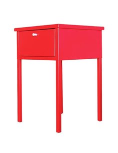 Τραπεζάκι κομοδίνο Nextdeco μεταλλικό με συρτάρι κοκκινο Υ60x40x40εκ.