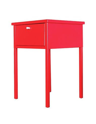 Τραπεζάκι κομοδίνο Nextdeco μεταλλικό με συρτάρι κοκκινο Υ60x40x40εκ.