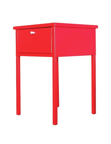 Τραπεζάκι κομοδίνο Nextdeco μεταλλικό με συρτάρι κοκκινο Υ60x40x40εκ.