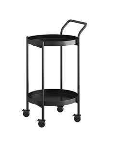 Τραπέζι - τρόλεϊ μεταλλικό με 2 επίπεδα μαύρο 44x40xΥ60εκ.