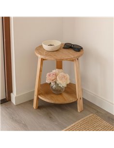 Τραπεζάκι Nextdeco 2 επιπέδων ανακυκλωμένο ξύλο mahoni Υ45Ø40εκ