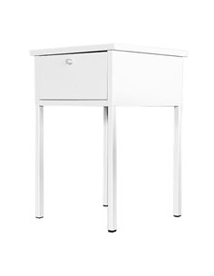Τραπεζάκι κομοδίνο Nextdeco μεταλλικό με συρτάρι λευκό Υ60x40x40εκ.