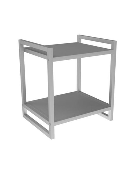 Κομοδίνο τραπέζι μεταλλικό Nextdeco 2 επιπέδων ασημί Υ50x40x35εκ