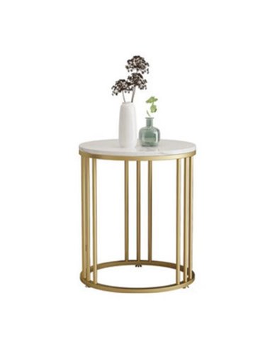 Τραπέζι κομοδίνο μεταλλικό Nextdeco χρυσό Υ55εκ. Ø50 εκ.