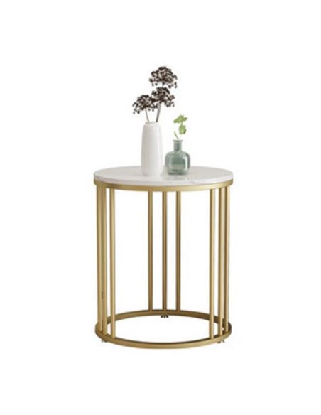 Τραπέζι κομοδίνο μεταλλικό Nextdeco χρυσό Υ55εκ. Ø50 εκ.