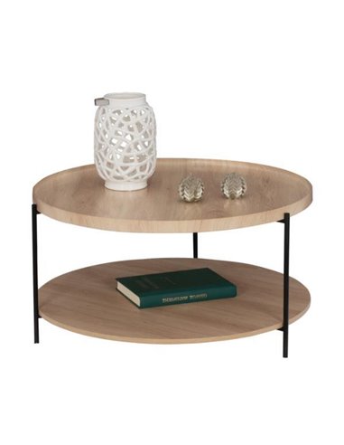 Τραπέζι σαλονιού MATTEO 2 επιπέδων στρογγυλό φυσικό-μαύρο ⌀75xΥ40 εκ.