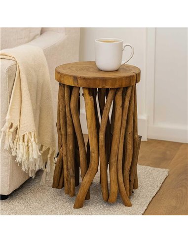 Τραπεζάκι Nextdeco Tribeca ανακυκλωμένο ξύλο teak Ø30x45εκ.