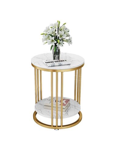 Τραπέζι - κομοδίνο μεταλ. στρογγυλό Υ55εκ. x Ø50 εκ. 2 επιπέδων χρυσό