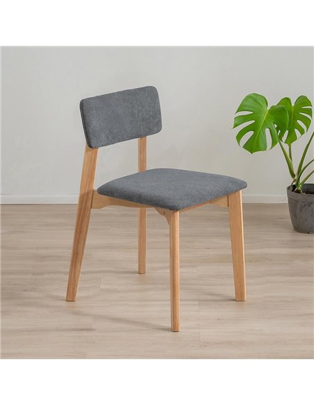 Καρέκλα τραπεζαρίας Nextdeco Natural μασίφ ξύλο γκρι Y77x44x52εκ.