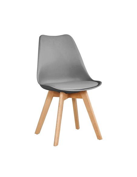 Καρέκλα πλαστική Serenity Nextdeco γκρι PP με ξύλινα πόδια Y83x48x54,5 εκ.