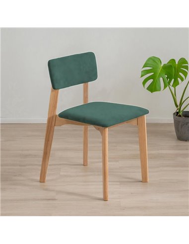 Καρέκλα τραπεζαρίαςNextdeco Natural μασίφ ξύλο πράσινη Y77x44x52εκ.