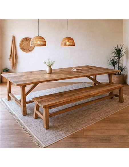 Τραπέζι Nextdeco Tribeca ανακυκλωμένο ξύλο teak - mahoni Υ73x90x180εκ.