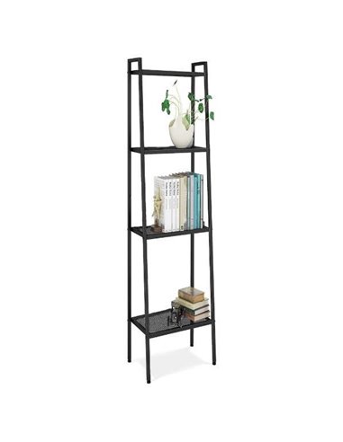 Ραφιέρα βιβλιοθήκη Nextdeco 4 επίπεδων μαύρη Υ147x35x35εκ