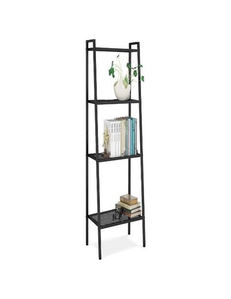 Ραφιέρα βιβλιοθήκη Nextdeco 4 επίπεδων μαύρη Υ147x35x35εκ
