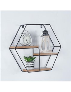 Ραφιέρα επιτοίχια Nextdeco εξάγωνη με 3 θέσεις 49x11xΥ42εκ.