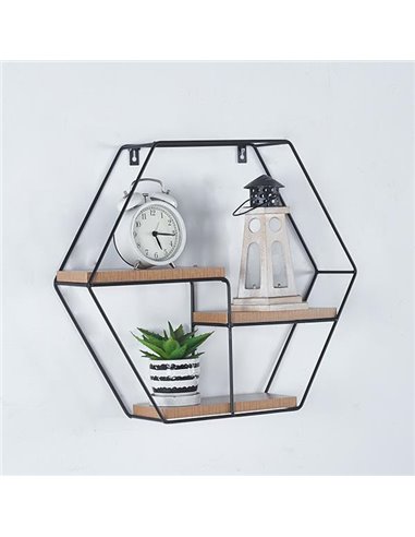 Ραφιέρα επιτοίχια Nextdeco εξάγωνη με 3 θέσεις 49x11xΥ42εκ.