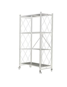 Ραφιέρα μεταλλική Nextdeco αναδιπλούμενη με ρόδες λευκή Υ126x72x36εκ.