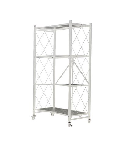 Ραφιέρα μεταλλική Nextdeco αναδιπλούμενη με ρόδες λευκή Υ126x72x36εκ.